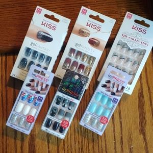 Medium length artificial nails by Kiss and ImPress
